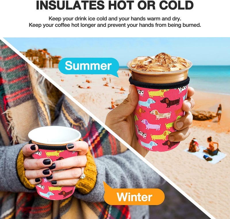 KPX 3 Pack Iced Coffee Cup Sleeve for Large Sized Cups, Reusable Neoprene Iced Coffee Cup Holder for Hot Cold Drinks, Compatible with Starbucks, Dunkin Donuts, and More - Image 4